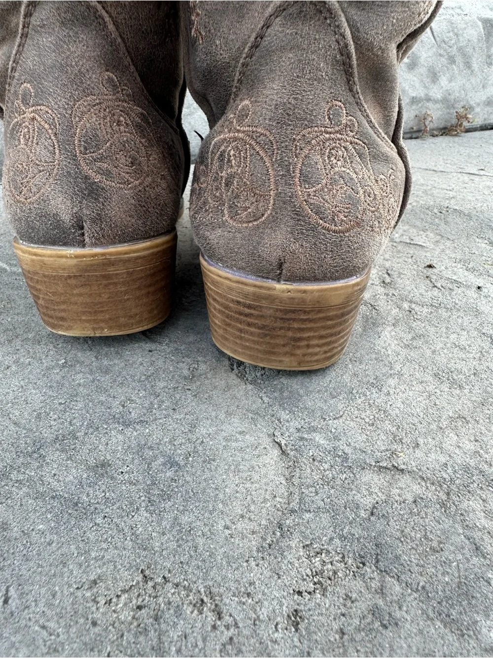 Roper Distressed Gray Embroidered Western Knee-High Boots
